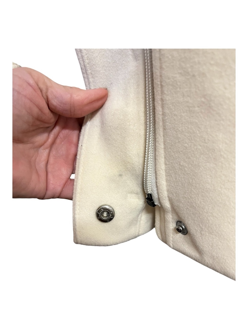 EUC Pendleton Wool Cashmere Cream Faux Fur Hood Coat | Size Small - Picture 11 of 14